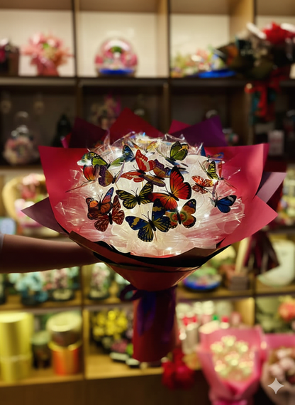 LED Kelebek Buket – Işıklı, Solmayan Romantik Çiçek Buketi